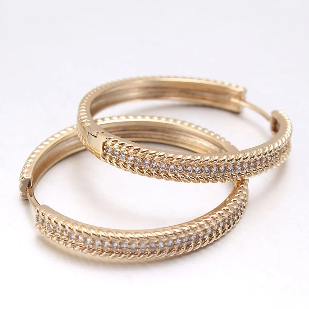 Classic gold hoop earrings for women -1 Pair Lady Classic Style Solid Color Plating Inlay Copper Zircon Gold Plated Earrings