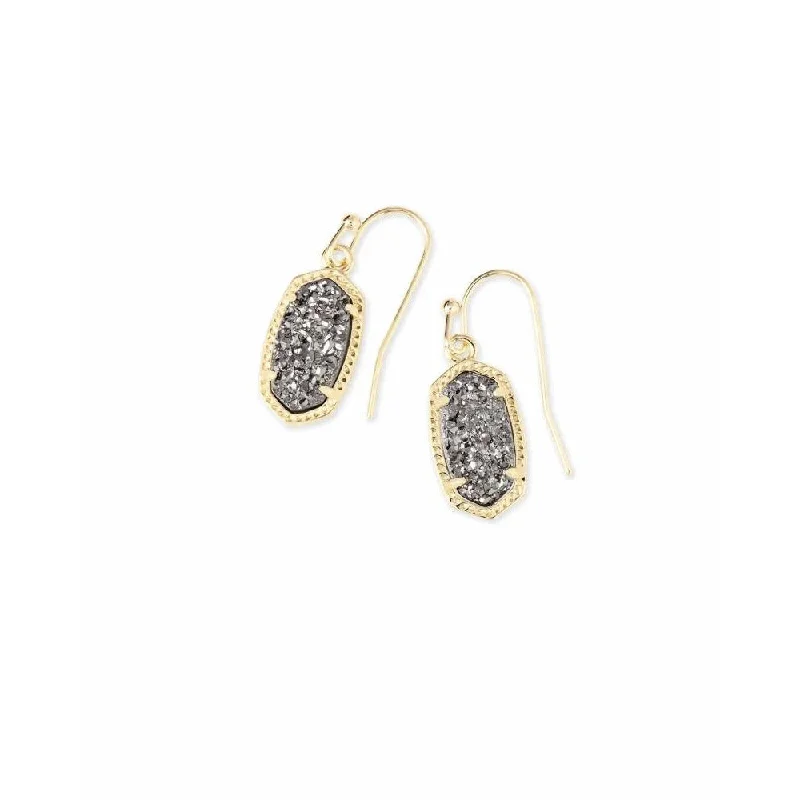 Delicate floral earrings for women -Kendra Scott Lee Gold Drop Earrings In Platinum Drusy