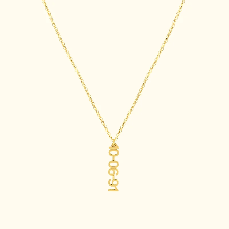 necklaces for women gold elegance -Vertical Block Numeral Necklace