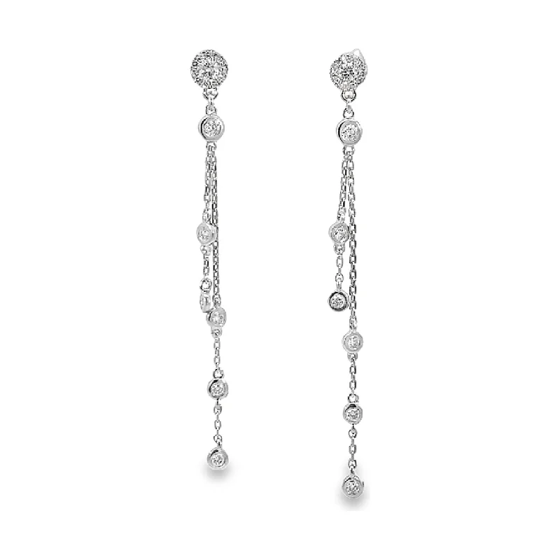 Simple stud earrings for ladies -14K Gold Diamonds by the Inch Bezel Dangle Earrings