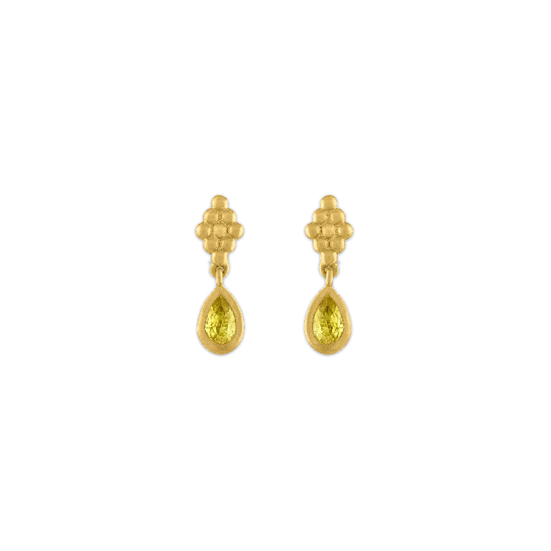 Elegant tassel earrings for women -Small Yellow Sapphire Nona Earrings