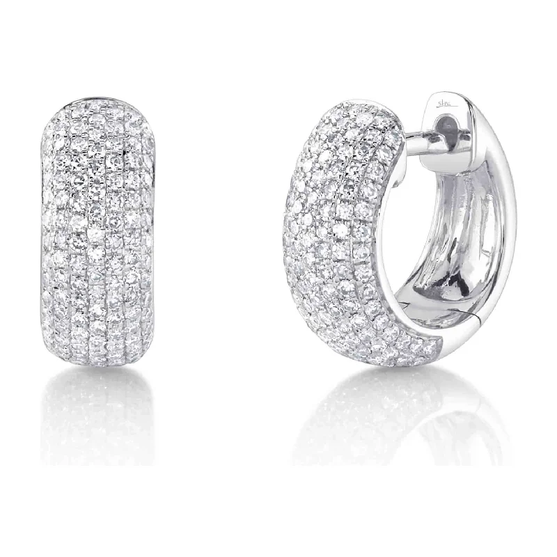 Ladies topaz drop earrings -14K White Gold 1/2ct Diamond Pave Huggies