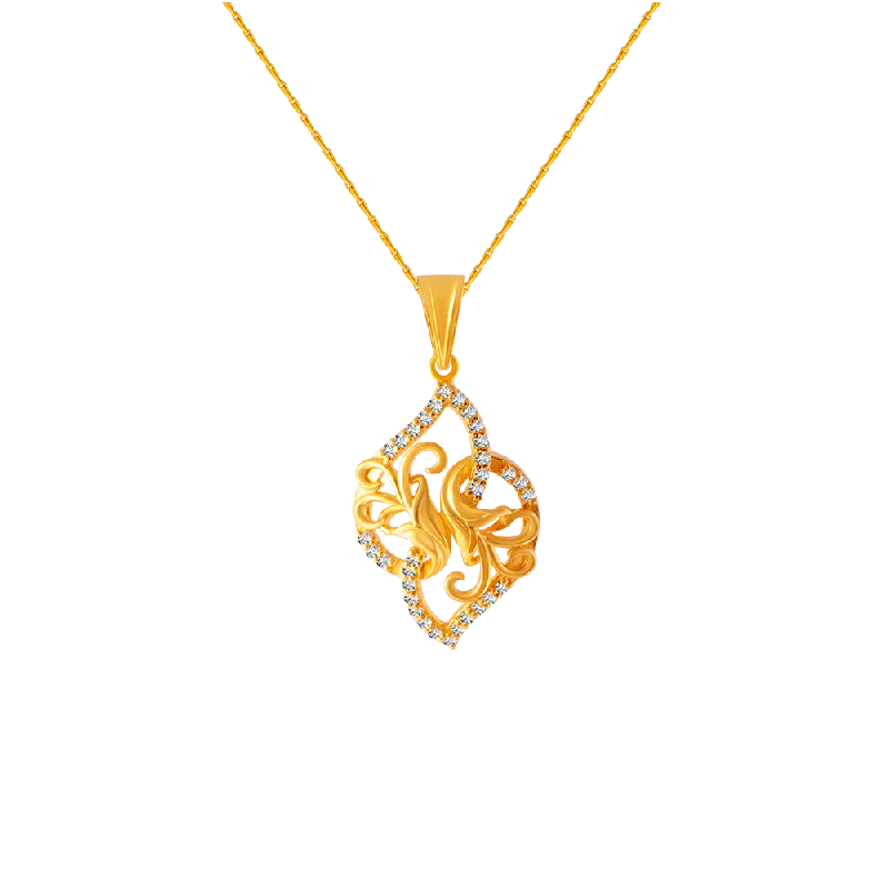 necklaces with zircon sparkle -22KT (916) Yellow Gold And American Diamond Pendant For Women