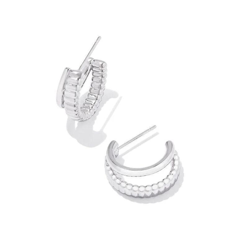 Chunky statement earrings for women -Kendra Scott Layne Silver Huggie Earrings