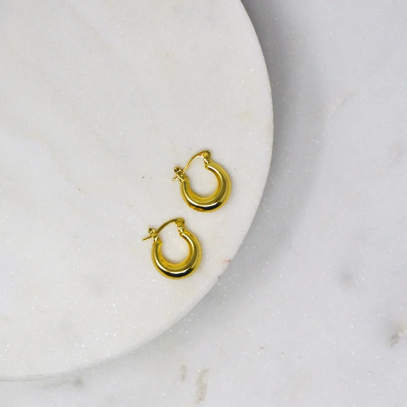 Simple hoop earrings for ladies -Retro Hoop Earrings - Small Gold