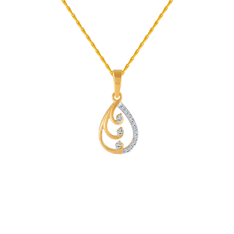 necklaces for men leather style -18KT (750) Yellow Gold And Diamond Pendant For Women