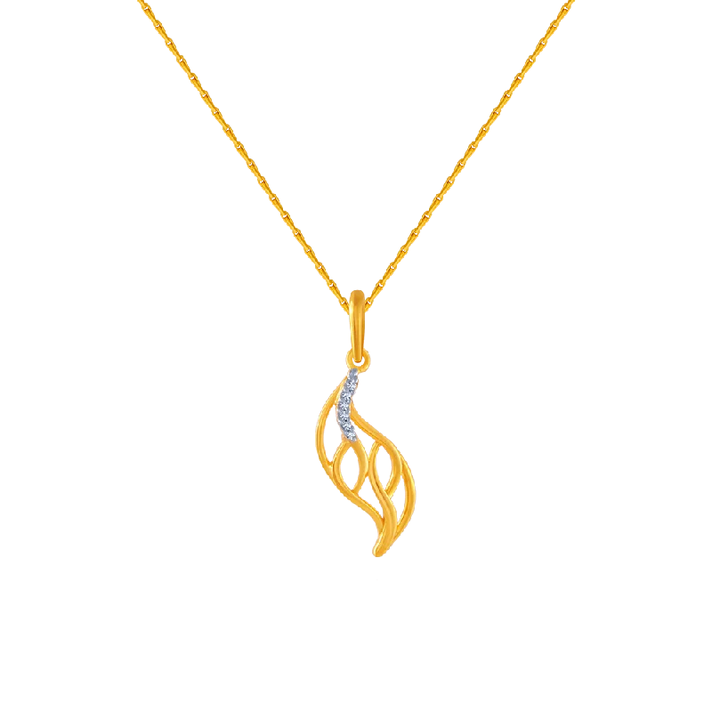 necklaces with diamond accent -14KT (585) Yellow Gold And American Diamond Pendant For Women