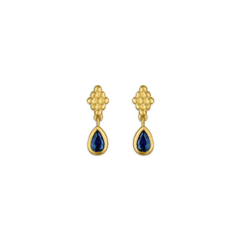 Ladies aquamarine earrings -Small Blue Sapphire Nona Earrings