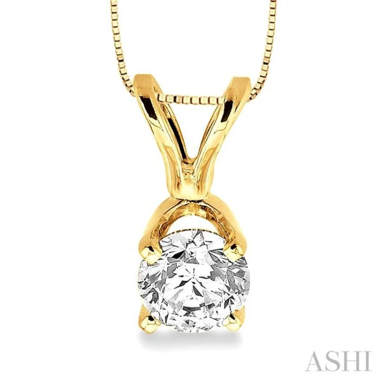 necklaces with peridot green -Round Cut Diamond Solitaire Pendant in 14K Yellow Gold with chain