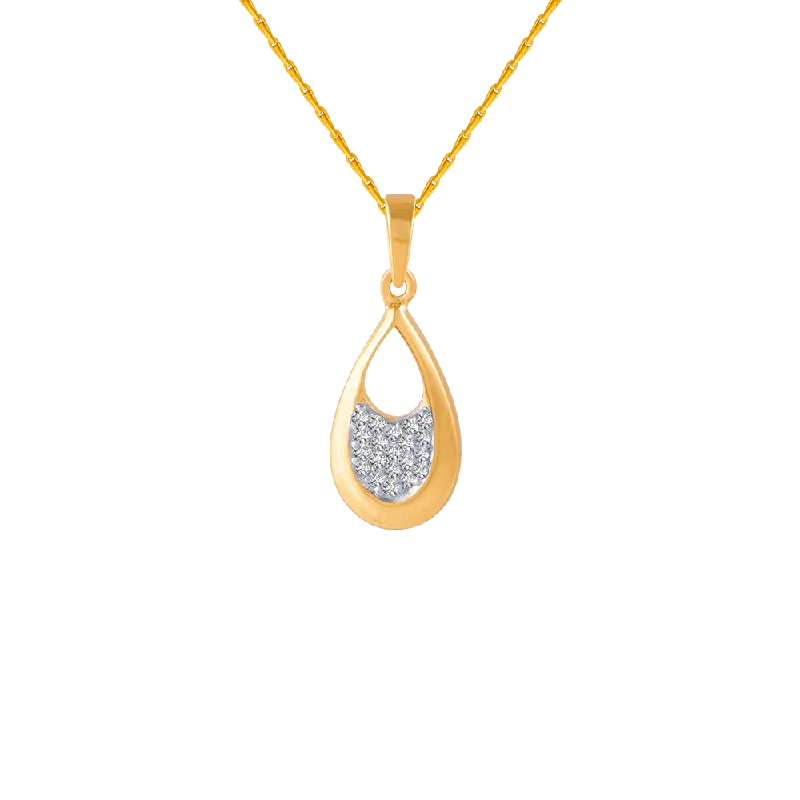 necklaces with sun pendant -18KT (750) Yellow Gold And Diamond Pendant For Women