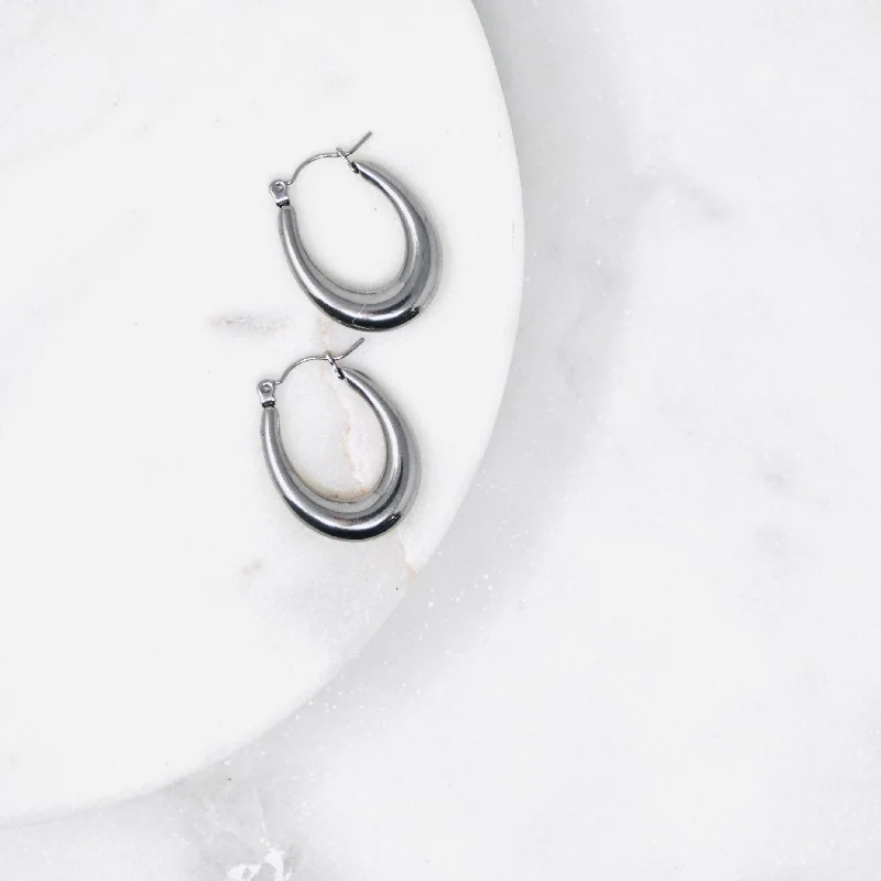 Ladies minimalist drop earrings -Retro Hoop Earrings - Stainless Loop