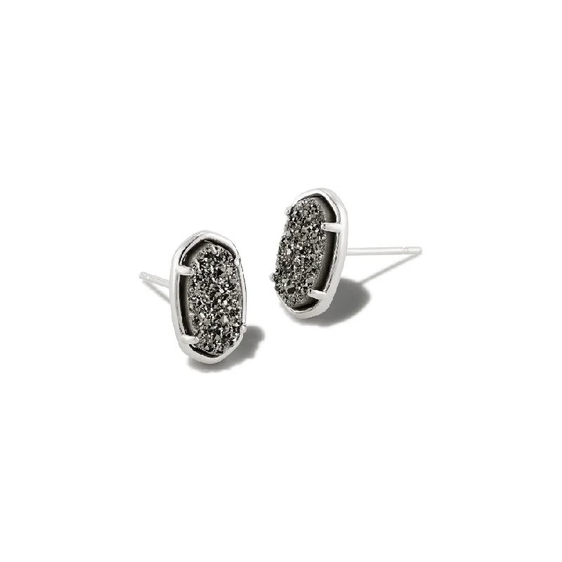 Ladies handmade earrings -Kendra Scott Silver Grayson Stud Earrings in Platinum Drusy