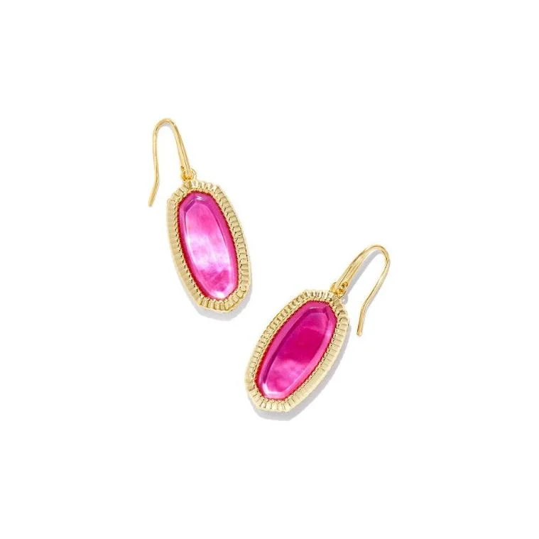 Ladies butterfly earrings -Kendra Scott Dani Gold Frame Drop Earrings In Azalea Illusion