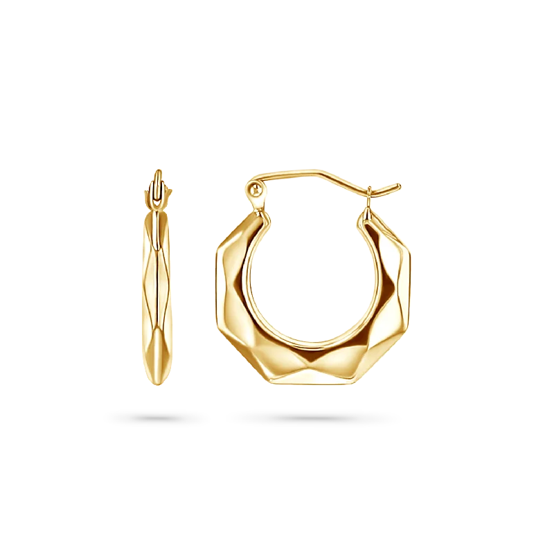 Statement pearl earrings for ladies -Poly Hex Hoops