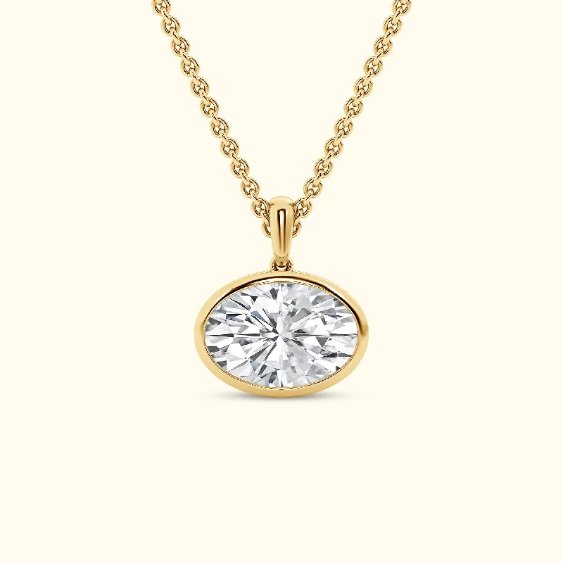 necklaces bold statement piece -Bezel Set 2.00ct Oval Cut Diamond Necklace