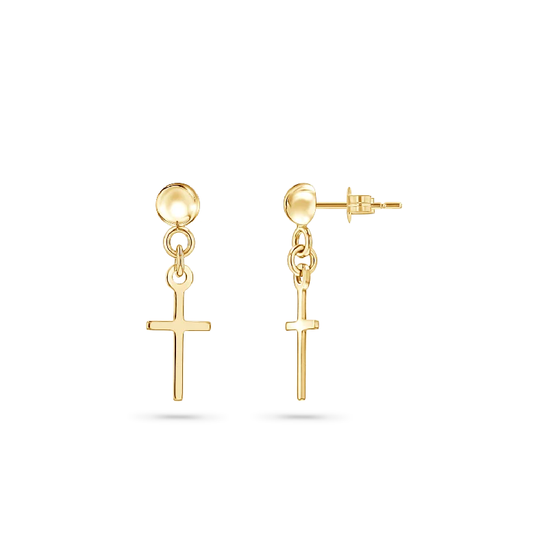 Ladies vintage pearl earrings -Classic Cross Drop Earrings