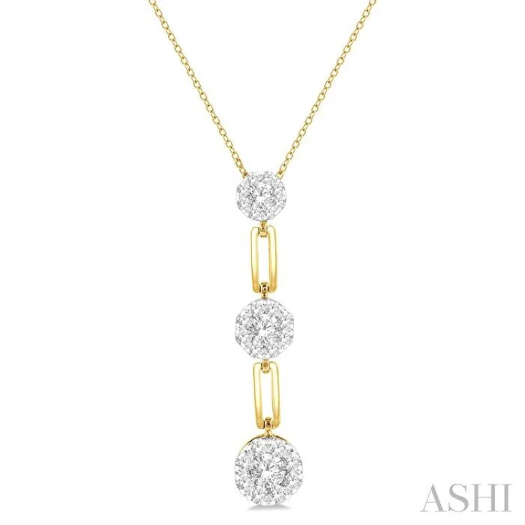 necklaces with initial pendant -1/2 ctw Lovebright Round Cut Diamond Paper Clip Link Pendant With Chain in 14K Yellow and White Gold