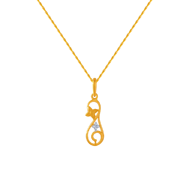 necklaces layered stackable set -14KT (585) Yellow Gold And American Diamond Pendant For Women