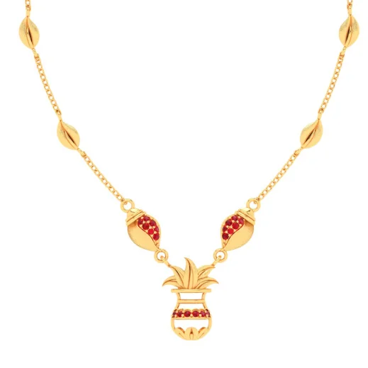 necklaces sleek modern design -Beautiful 22k Gold Kalash Necklace From Mugdhaa Collection