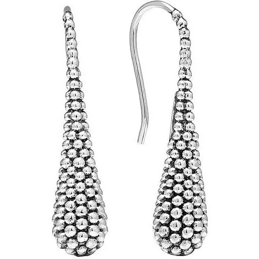 Modern stud earrings for ladies -Lagos Sterling Silver Caviar Teardrop Earrings