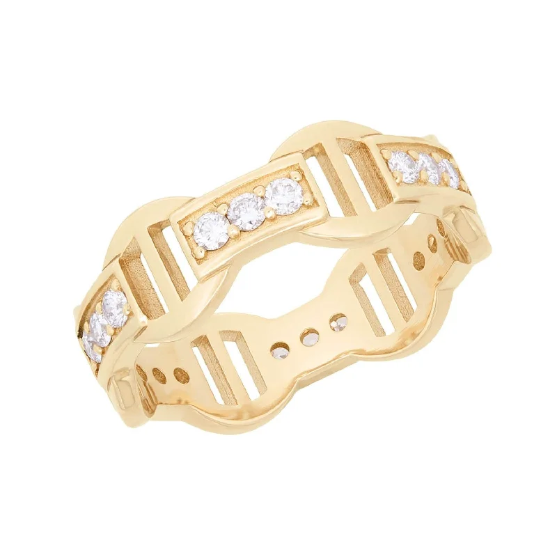 Simple gold engagement rings for women -Estate 14k Diamond "Gucci Style" Band