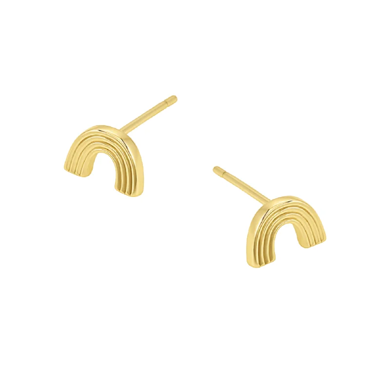 Modern clip-on earrings for women -Gorjana Gold Retro Rainbow Studs