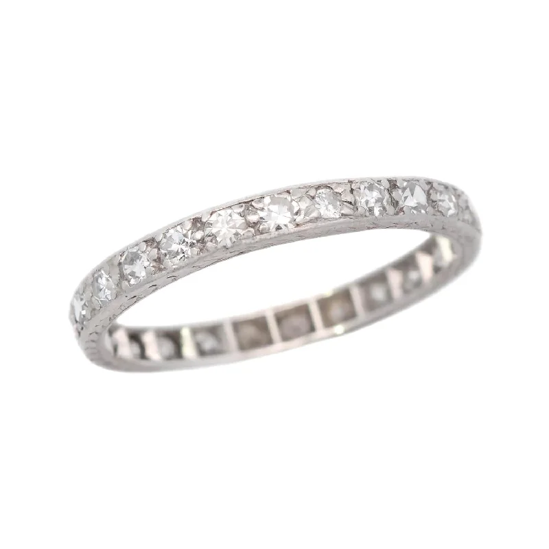 Ladies emerald cut engagement rings -Edwardian Platinum Diamond Eternity Band