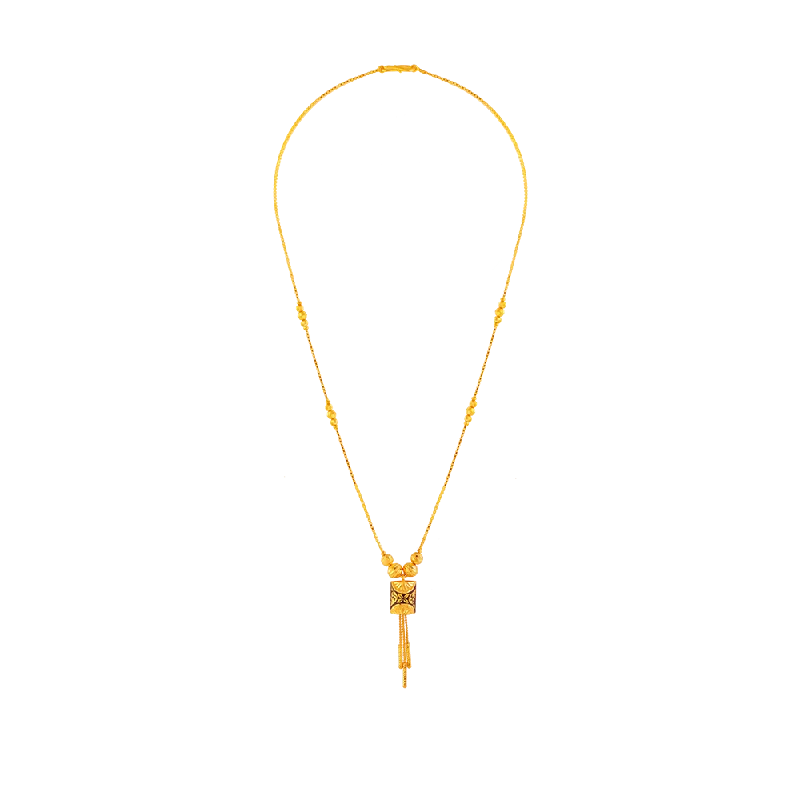 necklaces with feather pendant -22KT (916) Yellow Gold Chain Pendant For Women