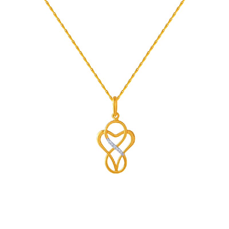 necklaces boho chic vibe -14KT (585) Yellow Gold And American Diamond Pendant For Women