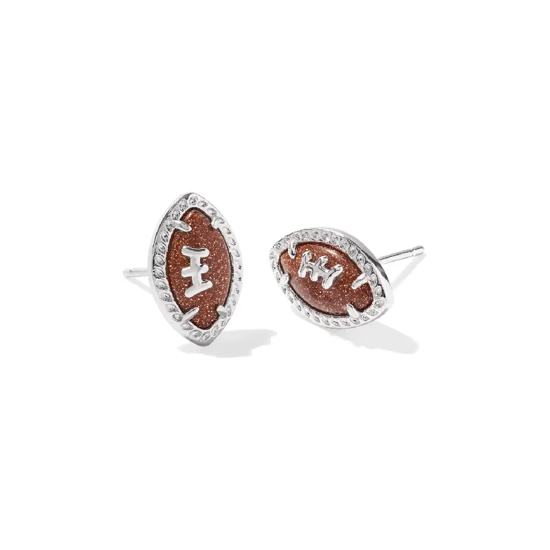 Bold statement earrings for ladies -Kendra Scott Silver Football Stud Earrings in Orange Goldstone