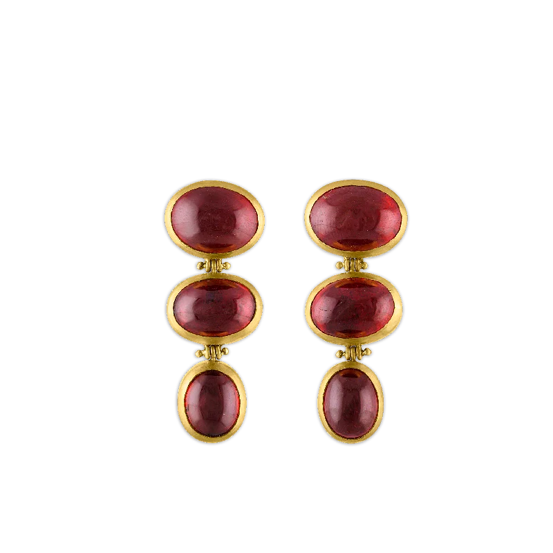 Elegant gold earrings for women -Spessartite Garnet Trio Hinge Earrings