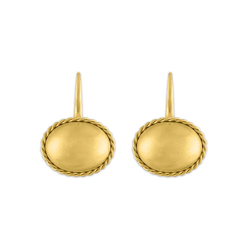 Elegant stud earrings for ladies -Oval Chorda Hook Earrings