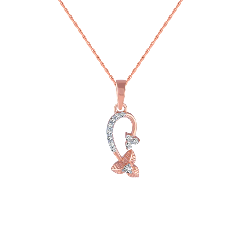 necklaces for party glamour -18KT (750) Rose Gold And Diamond Pendant For Women