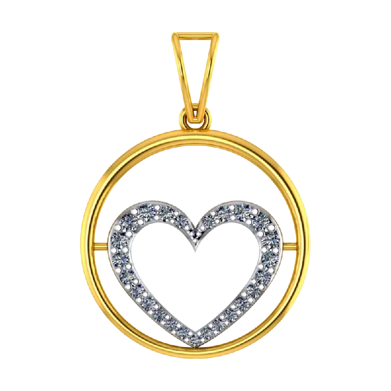 necklaces with red ruby -22k Gold Hoop Pendant With A American Diamond Studded Heart In The Centre