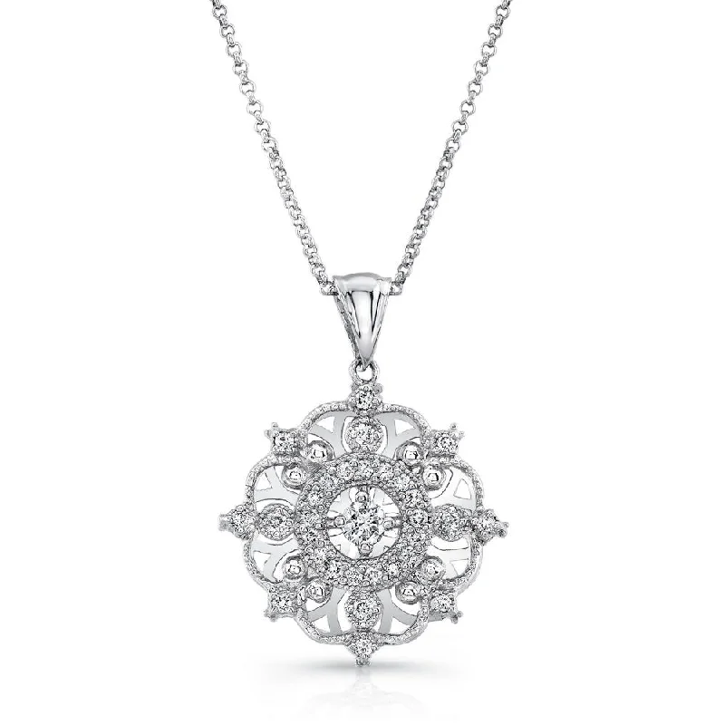 necklaces with pearl drop -Uneek Snowflake Diamond Pendant