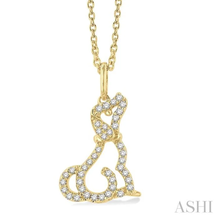 necklaces for couples matching -1/8 ctw Petite Dog Motif Round Cut Diamond Fashion Pendant With Chain in 10K Yellow Gold