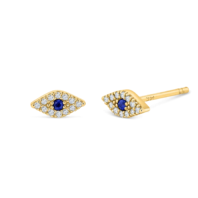 Small stud earrings for ladies -Pave Diamond Evil Eye Earrings