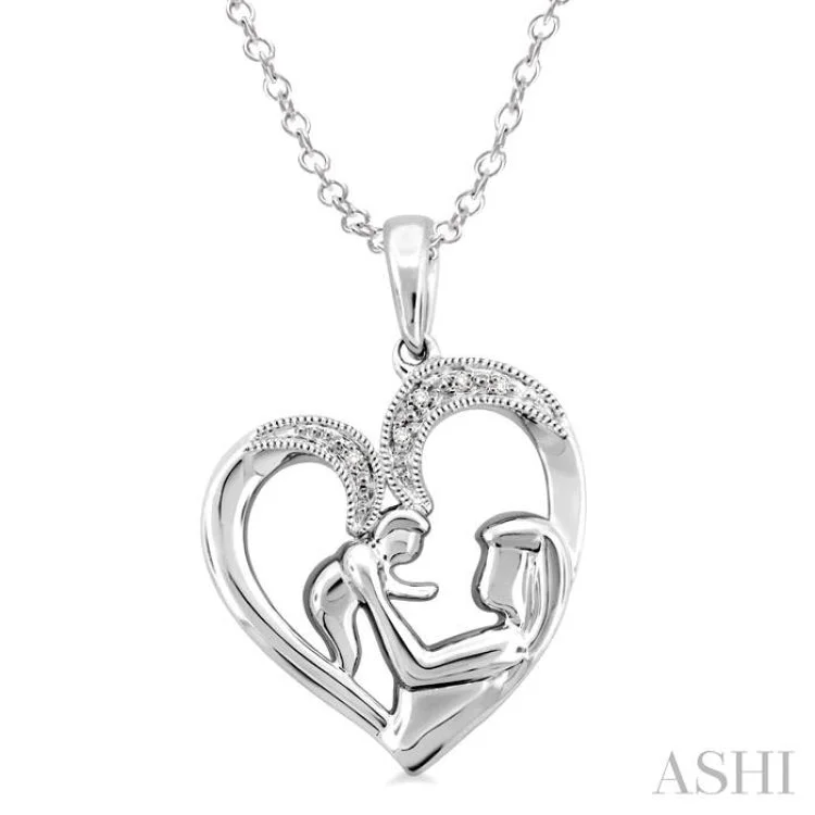 necklaces with geometric shape -1/50 Ctw Single Cut Diamond Heart Pendant in Sterling Silver with Chain