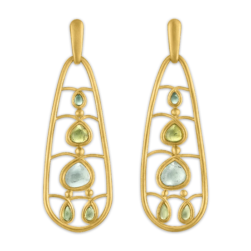 Ladies emerald drop earrings -Tourmaline Vitta Drop Earrings