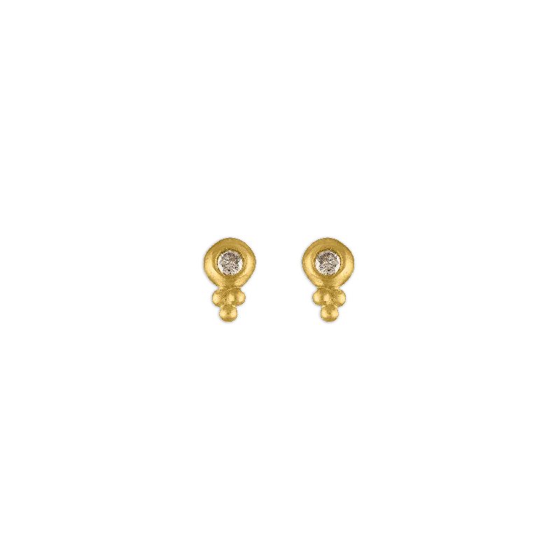 Ladies dangling earrings -Small Diamond Lentil-Shaped Bulla Earrings