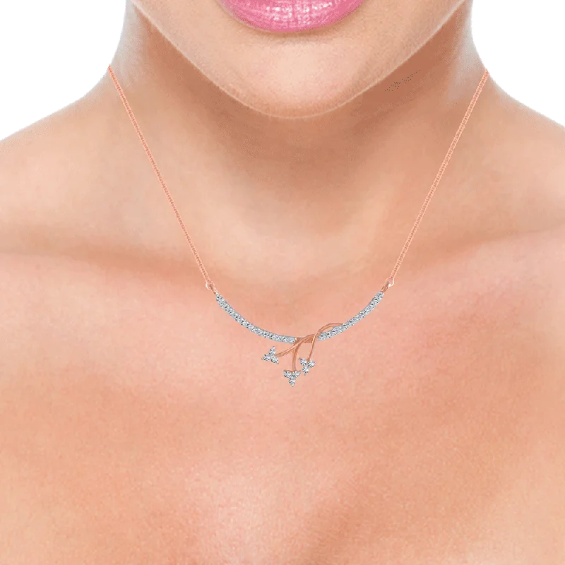 necklaces with opal gem -18KT (750) Rose Gold And Diamond Pendant For Women