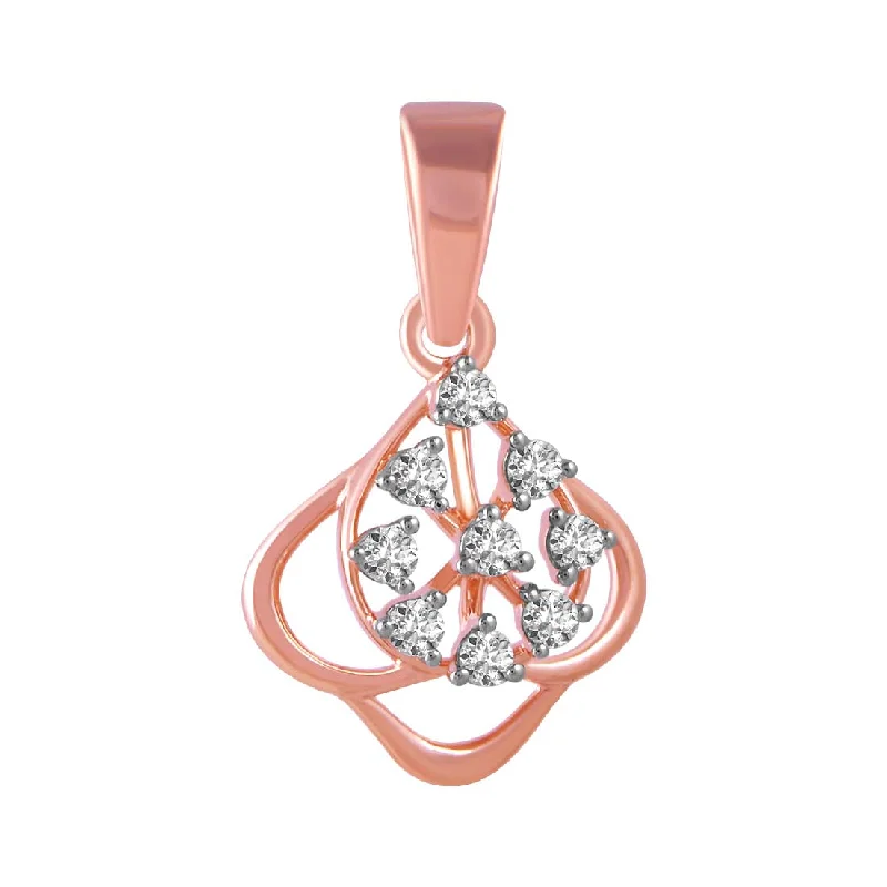 necklaces with initial pendant -14k Rose Gold Dainty Pendant With Diamond Stone Design