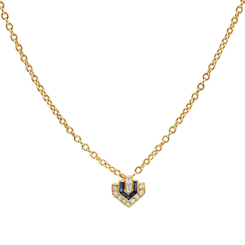 necklaces stylish affordable -Cartier Paris diamond sapphire 18k yellow gold necklace