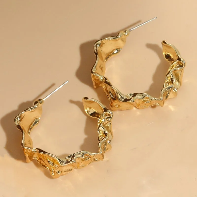 ES2229 - Ruffled earrings in 14K real gold