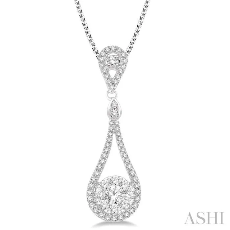 necklaces for birthday gift -3/4 Ctw Diamond Lovebright Pendant in 14K White Gold with Chain