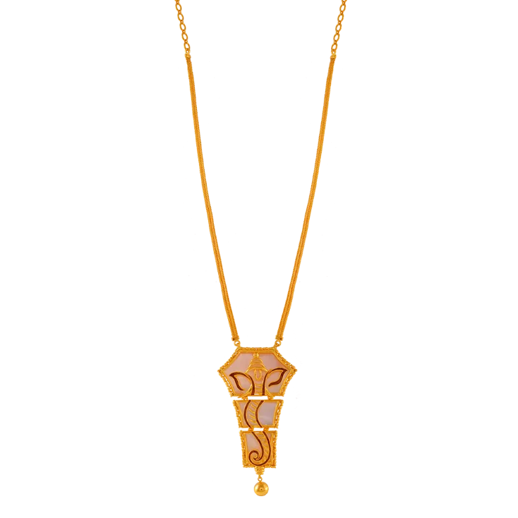 necklaces with crystal beads -22k Beautiful Gold Necklace With A Divine Motif Of Lord Ganesha