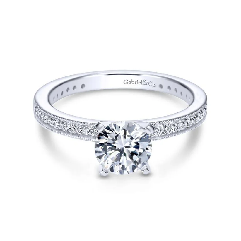 Minimalist engagement rings for women -Diamond Semi-Mount Ring