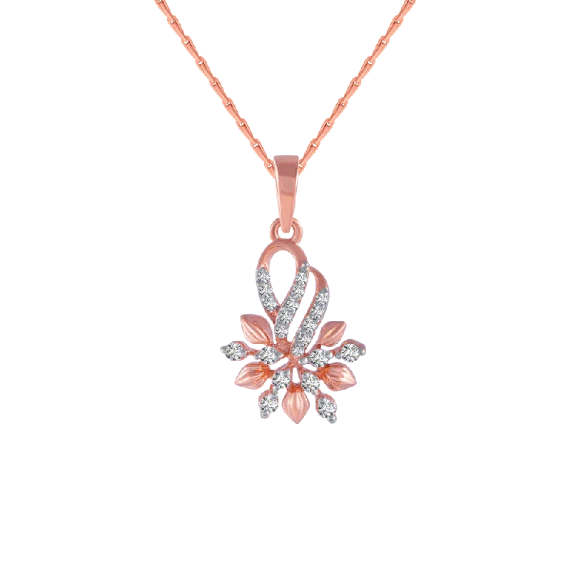 necklaces sleek modern design -18KT (750) Rose Gold And Diamond Pendant For Women