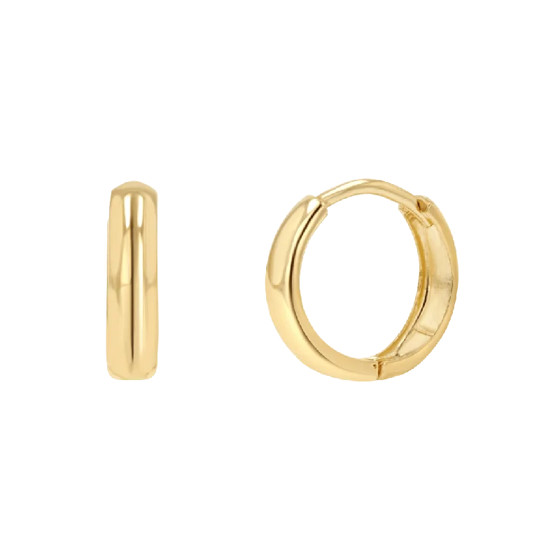 Modern gold hoop earrings for ladies -Slim Dome Huggies