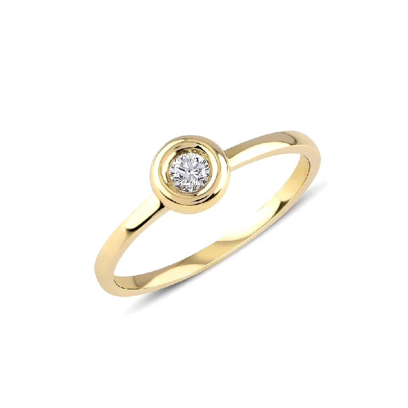 ladies rings simple delicate charm -Single Bezel Diamond Ring